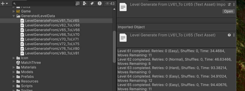 Level information collected by the autoplay bot